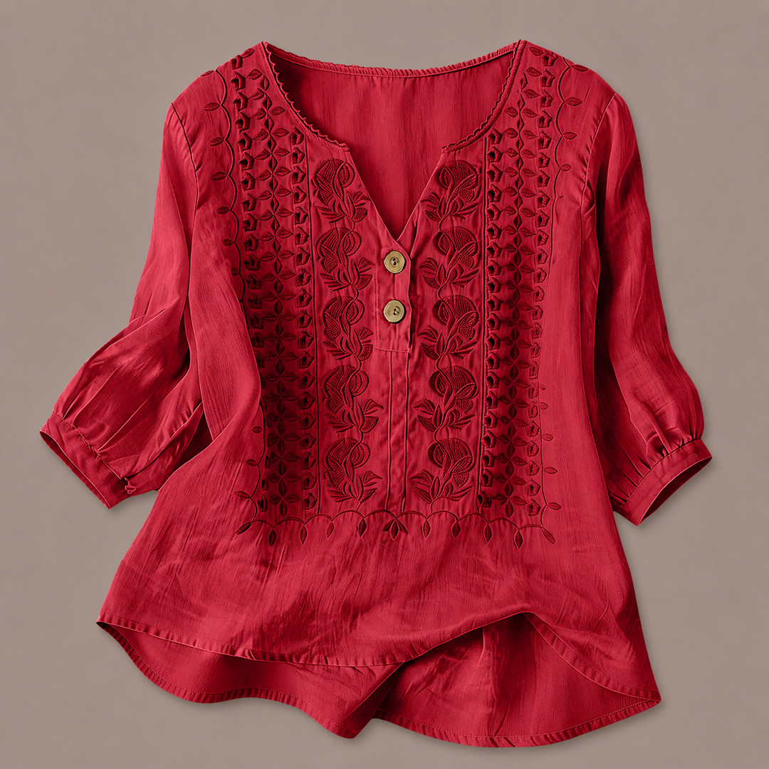 Adelina | Cotton Linen Blouse - Helen & Olivia Manhattan