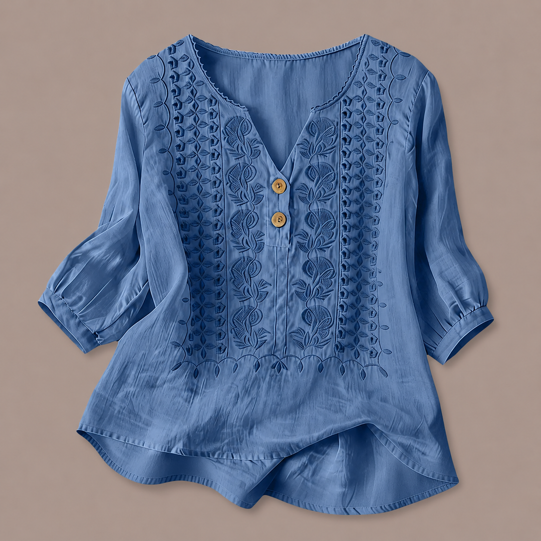 Adelina | Cotton Linen Blouse - Helen & Olivia Manhattan