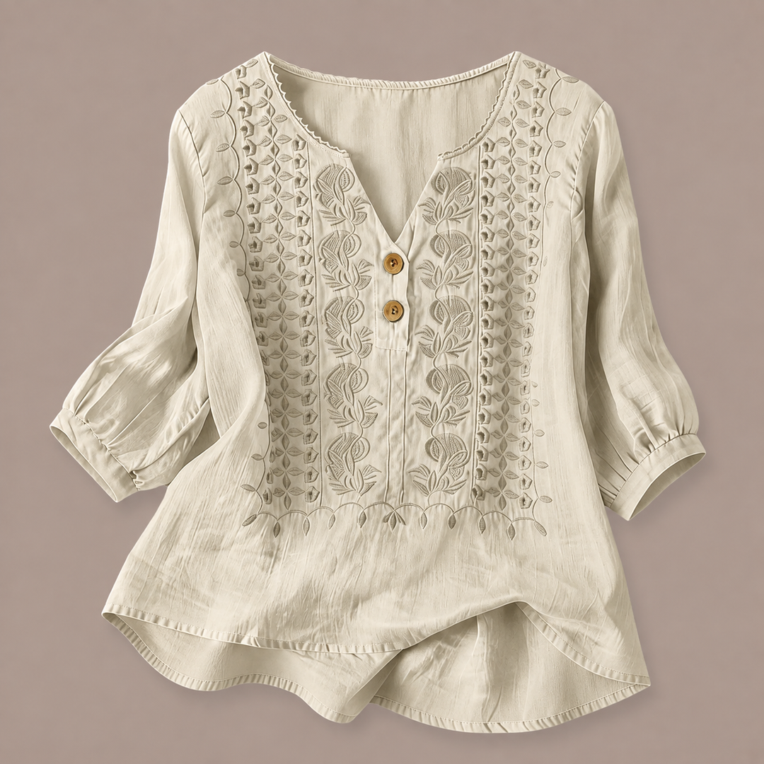 Adelina | Cotton Linen Blouse - Helen & Olivia Manhattan