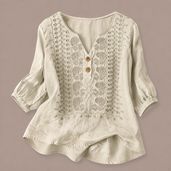 Adelina | Cotton Linen Blouse - Helen & Olivia Manhattan
