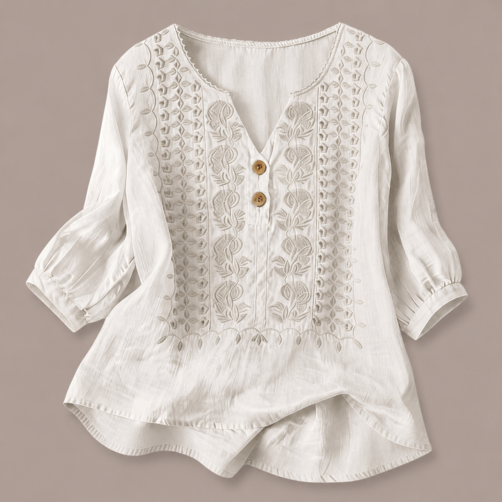 Adelina | Cotton Linen Blouse - Helen & Olivia Manhattan
