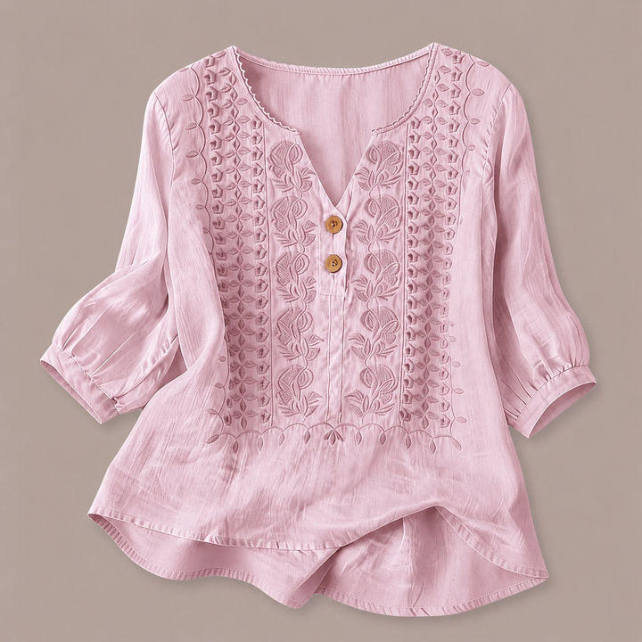 Adelina | Cotton Linen Blouse - Helen & Olivia Manhattan