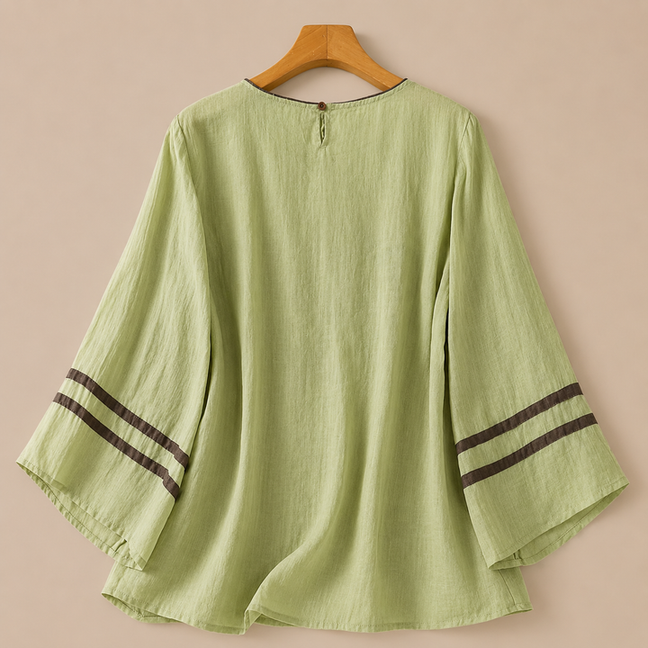 Iris | Cotton Linen Floral Blouse - Helen & Olivia Manhattan