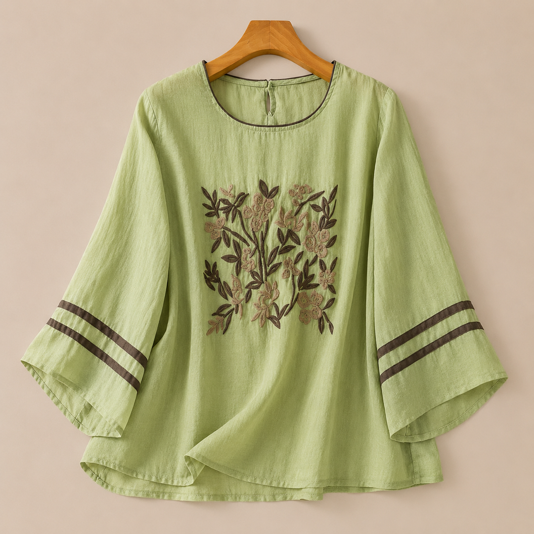 Iris | Cotton Linen Floral Blouse - Helen & Olivia Manhattan