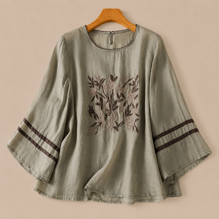 Iris | Cotton Linen Floral Blouse - Helen & Olivia Manhattan