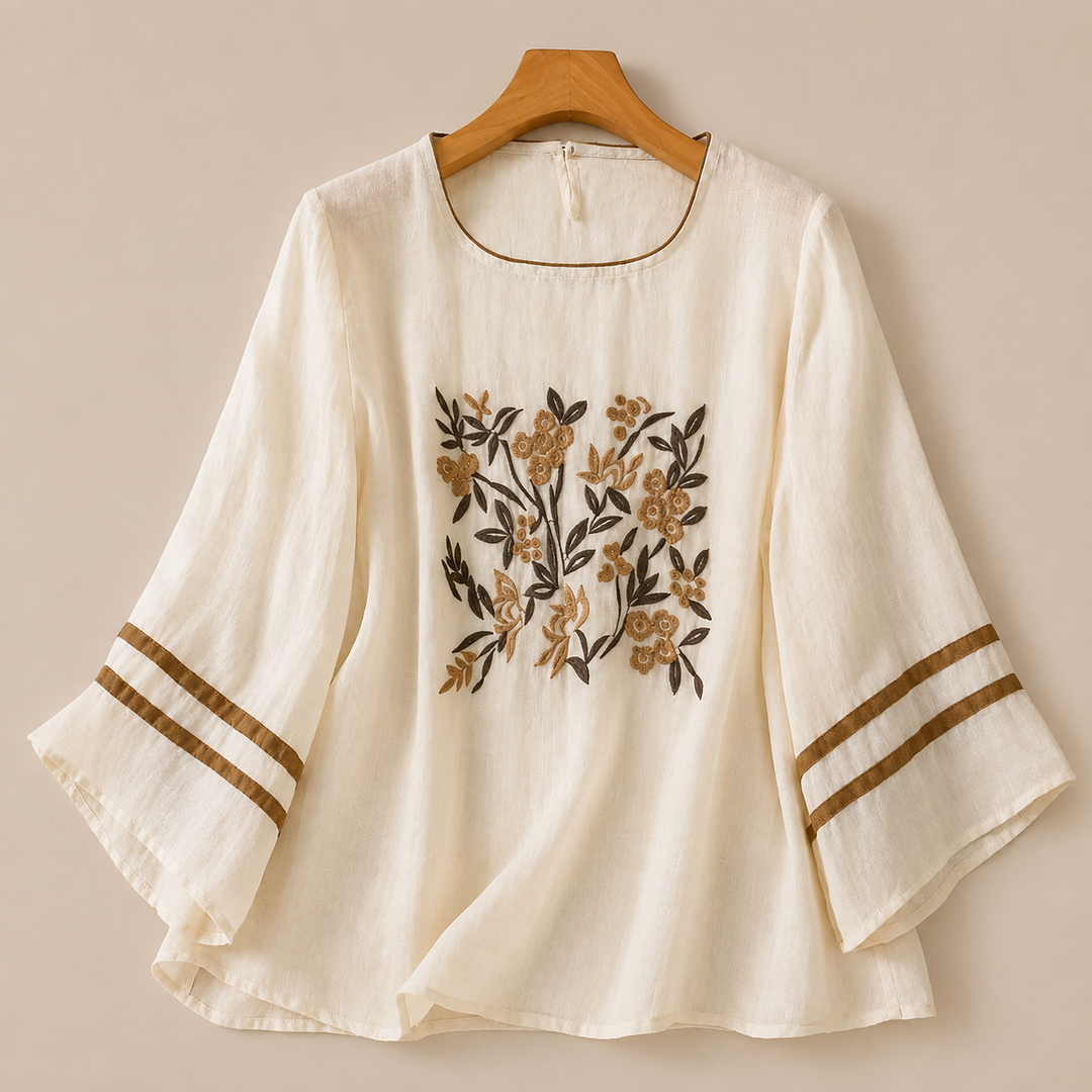 Iris | Cotton Linen Floral Blouse - Helen & Olivia Manhattan