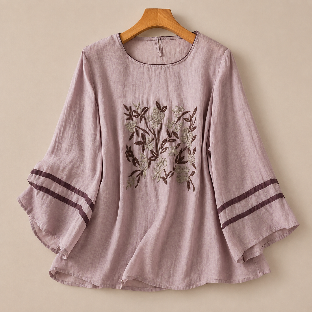 Iris | Cotton Linen Floral Blouse - Helen & Olivia Manhattan