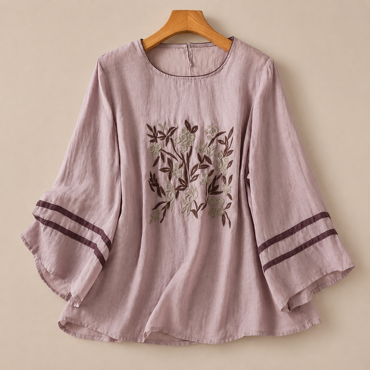 Iris | Cotton Linen Floral Blouse - Helen & Olivia Manhattan