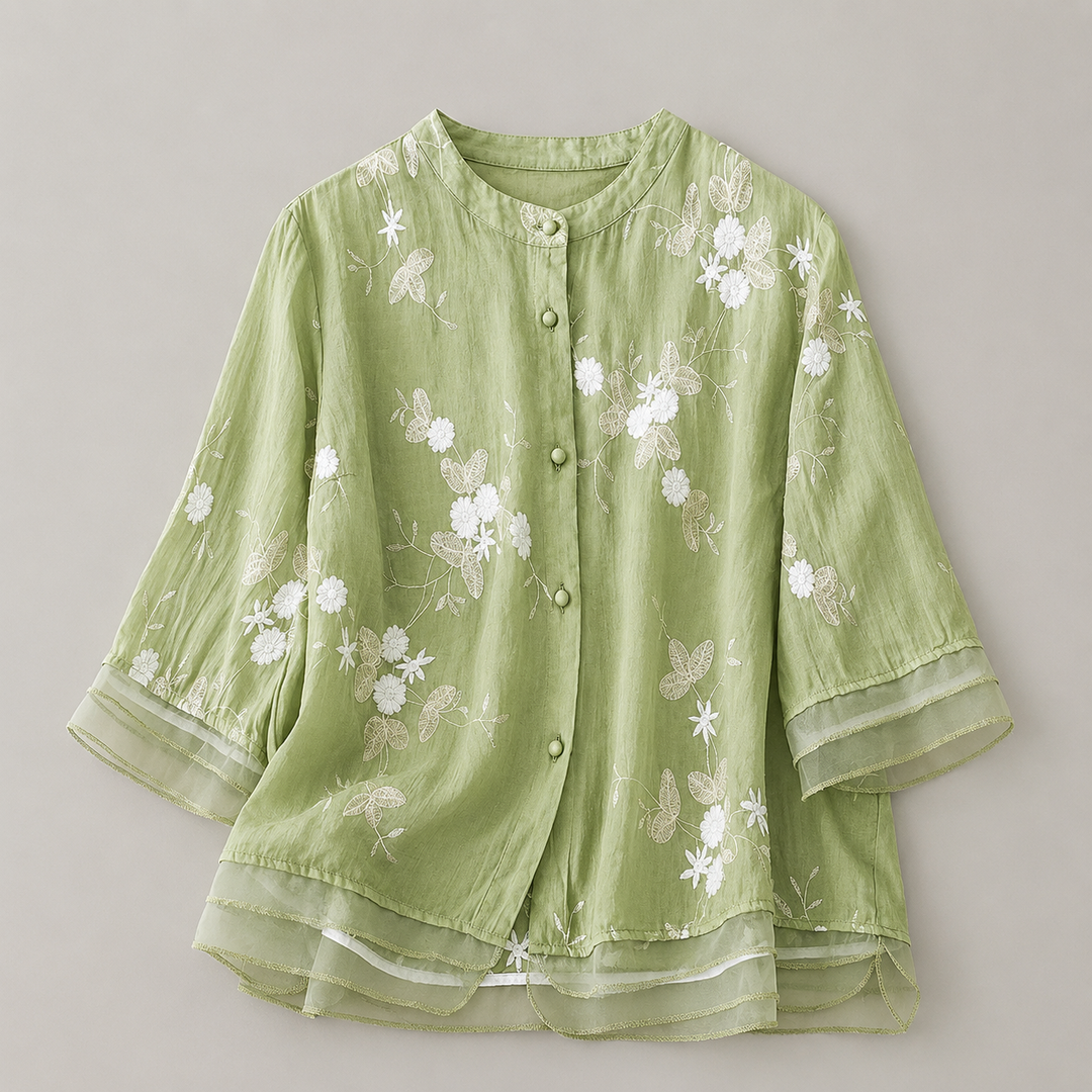 Camille | Floral Cotton Linen Blouse - Helen & Olivia Manhattan