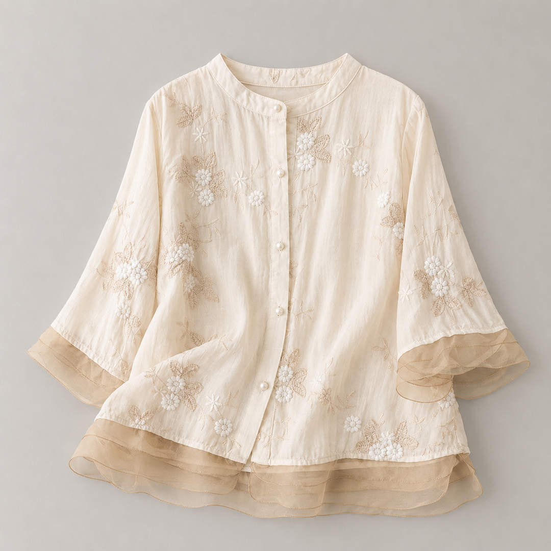 Camille | Floral Cotton Linen Blouse - Helen & Olivia Manhattan