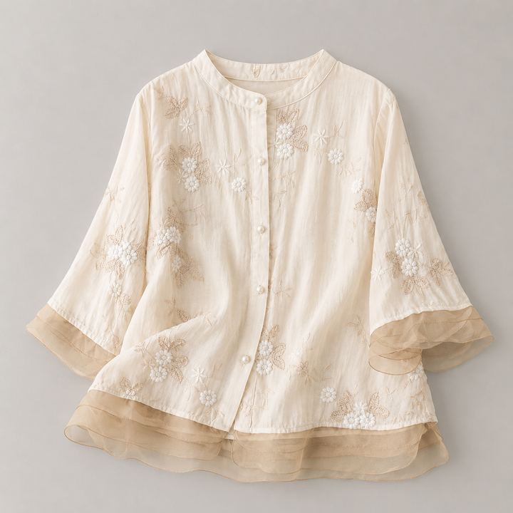 Camille | Floral Cotton Linen Blouse - Helen & Olivia Manhattan