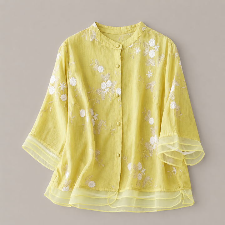 Camille | Floral Cotton Linen Blouse - Helen & Olivia Manhattan