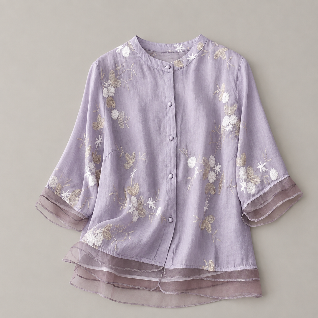 Camille | Floral Cotton Linen Blouse - Helen & Olivia Manhattan
