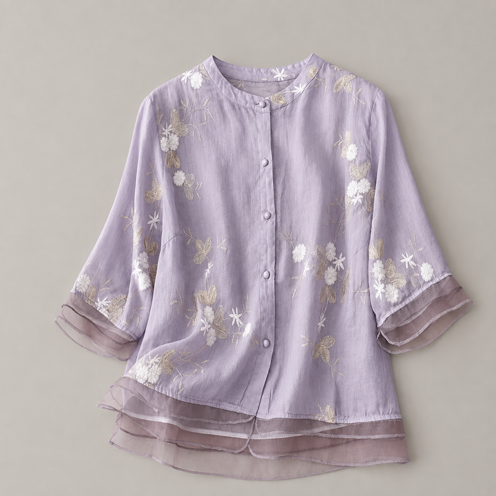 Camille | Floral Cotton Linen Blouse - Helen & Olivia Manhattan