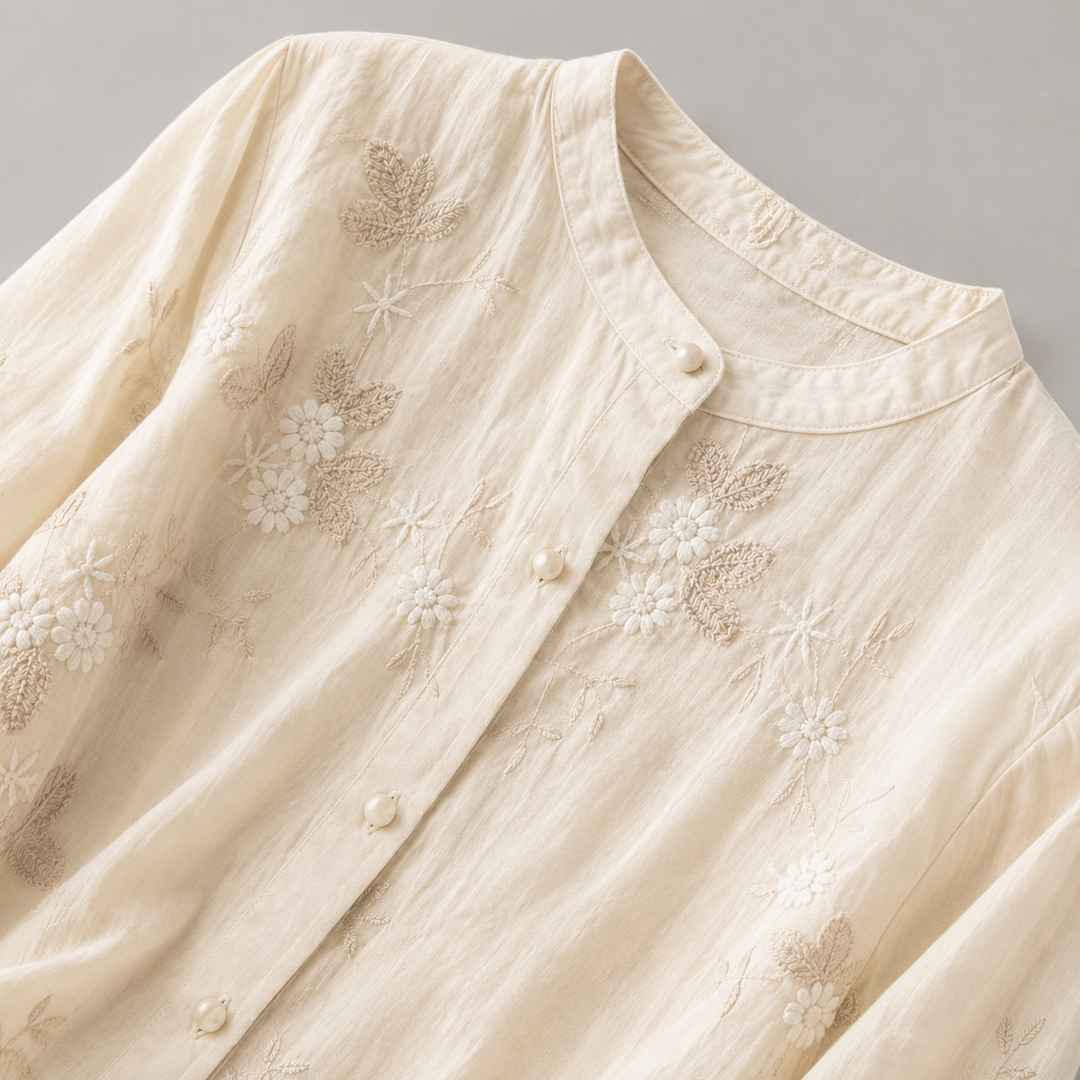 Camille | Floral Cotton Linen Blouse - Helen & Olivia Manhattan