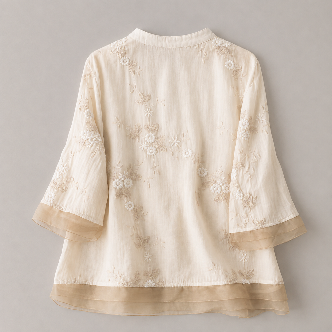 Camille | Floral Cotton Linen Blouse - Helen & Olivia Manhattan