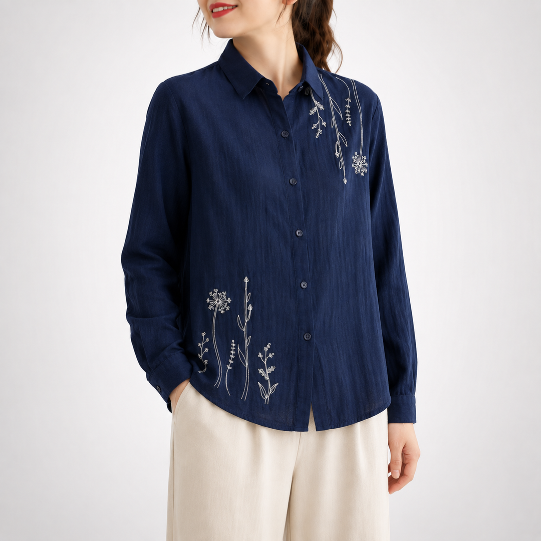 Elodie | Floral Cotton Linen Shirt - Helen & Olivia Manhattan