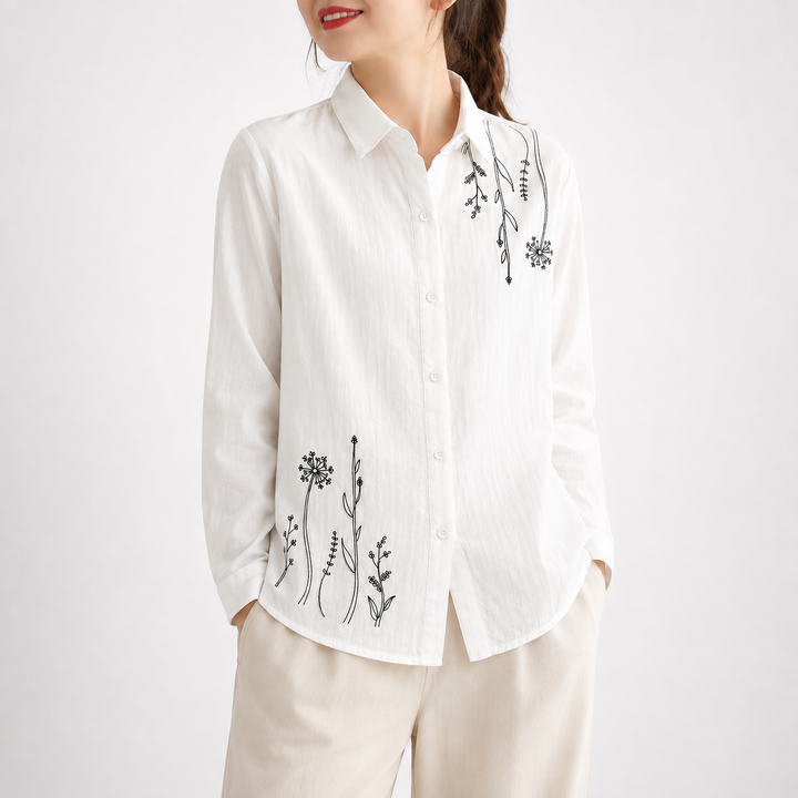 Elodie | Floral Cotton Linen Shirt - Helen & Olivia Manhattan