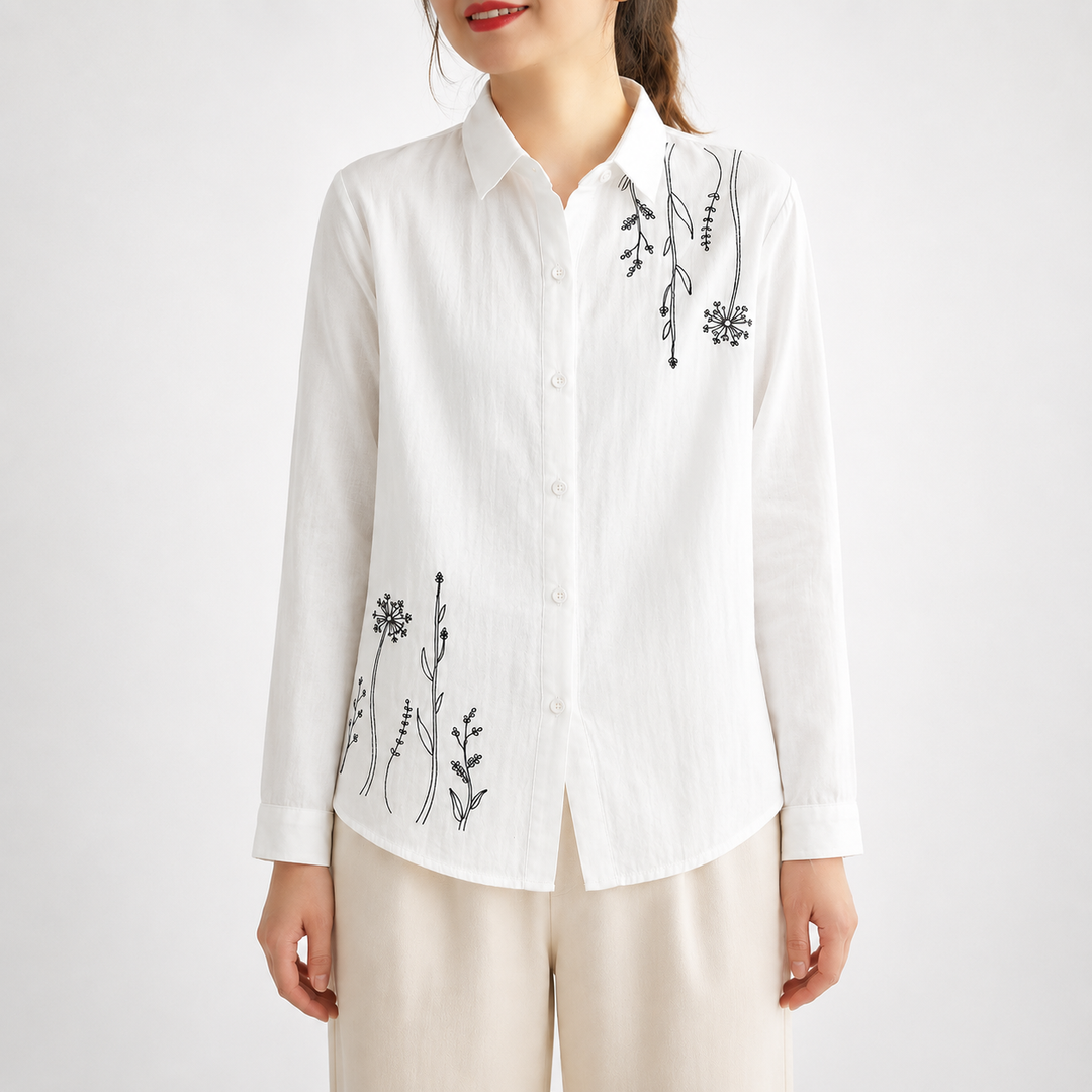Elodie | Floral Cotton Linen Shirt - Helen & Olivia Manhattan