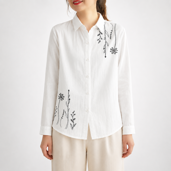 Elodie | Floral Cotton Linen Shirt - Helen & Olivia Manhattan