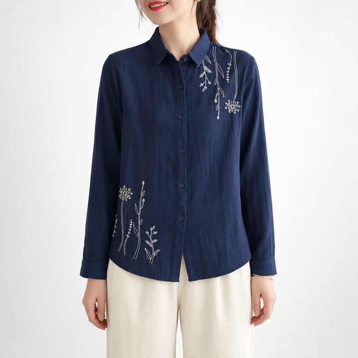 Elodie | Floral Cotton Linen Shirt - Helen & Olivia Manhattan