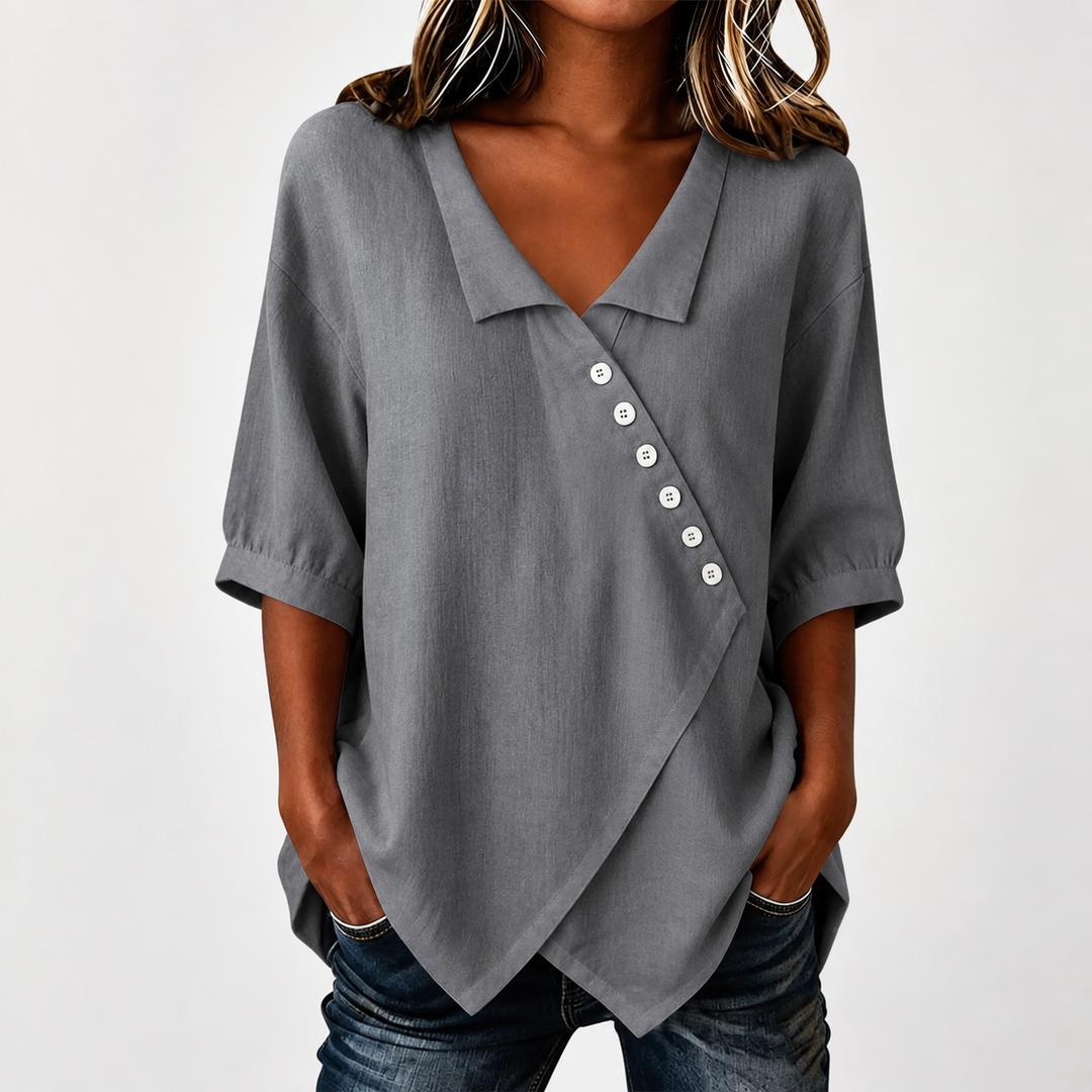 Audrey | Cotton Linen Blouse - Helen & Olivia Manhattan