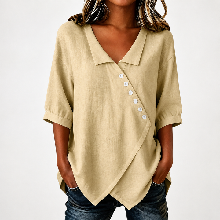 Audrey | Cotton Linen Blouse - Helen & Olivia Manhattan
