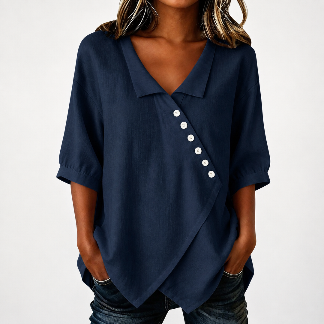 Audrey | Cotton Linen Blouse - Helen & Olivia Manhattan