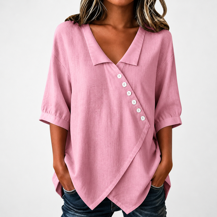 Audrey | Cotton Linen Blouse - Helen & Olivia Manhattan