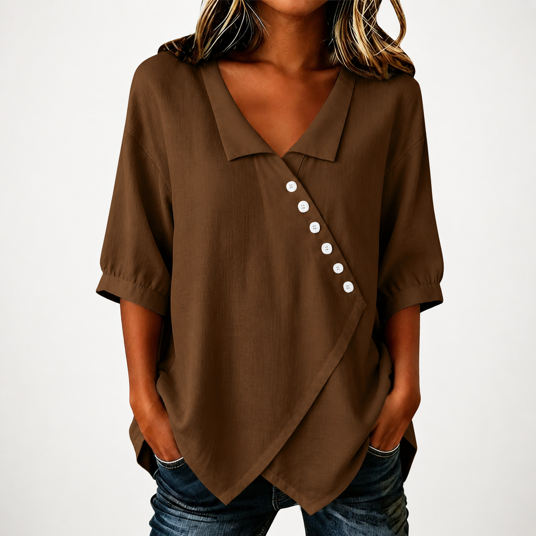 Audrey | Cotton Linen Blouse - Helen & Olivia Manhattan