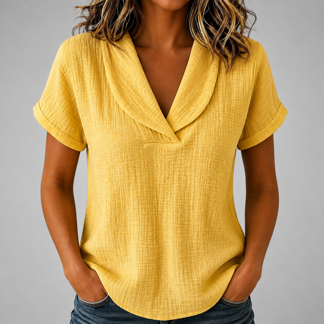 Corinne | Cotton Linen Blouse - Helen & Olivia Manhattan