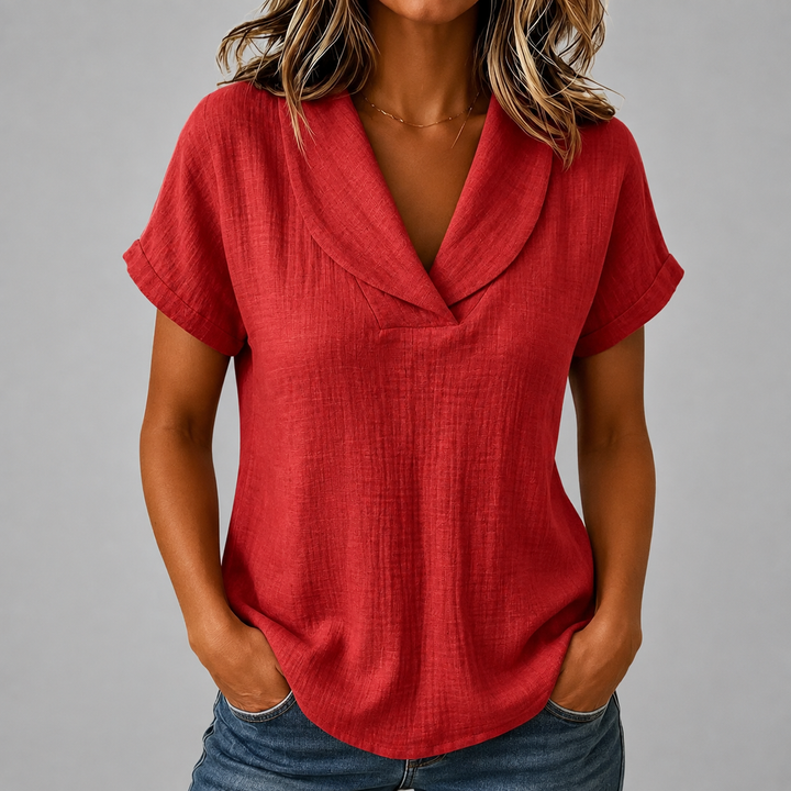 Corinne | Cotton Linen Blouse - Helen & Olivia Manhattan