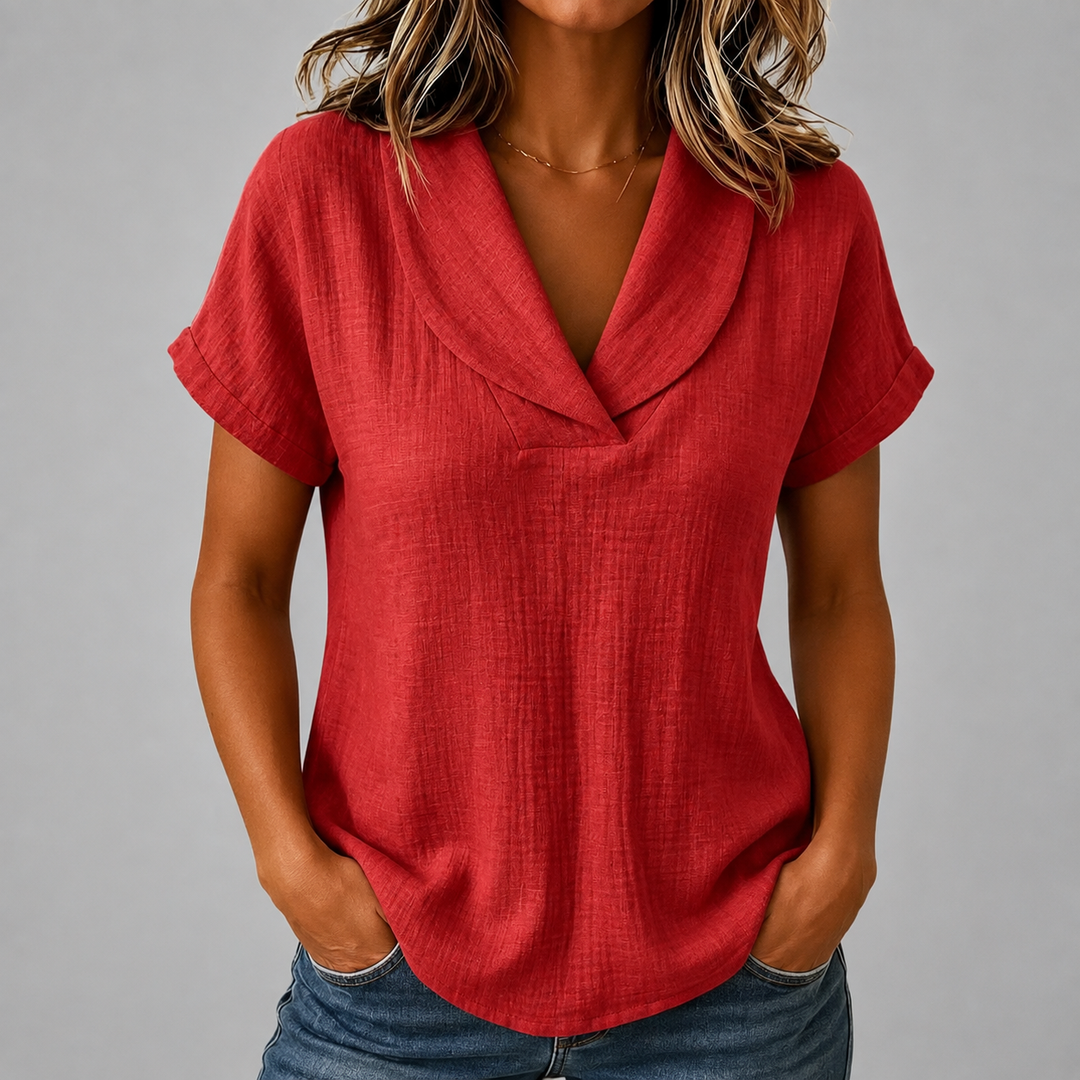 Corinne | Cotton Linen Blouse - Helen & Olivia Manhattan