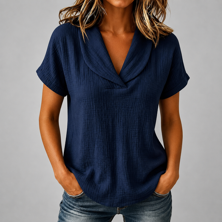 Corinne | Cotton Linen Blouse - Helen & Olivia Manhattan