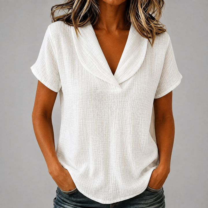 Corinne | Cotton Linen Blouse - Helen & Olivia Manhattan