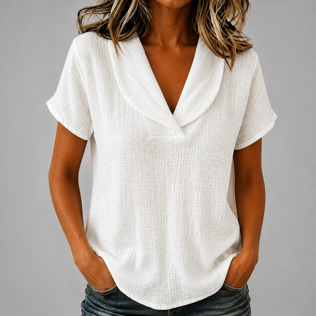 Corinne | Cotton Linen Blouse - Helen & Olivia Manhattan