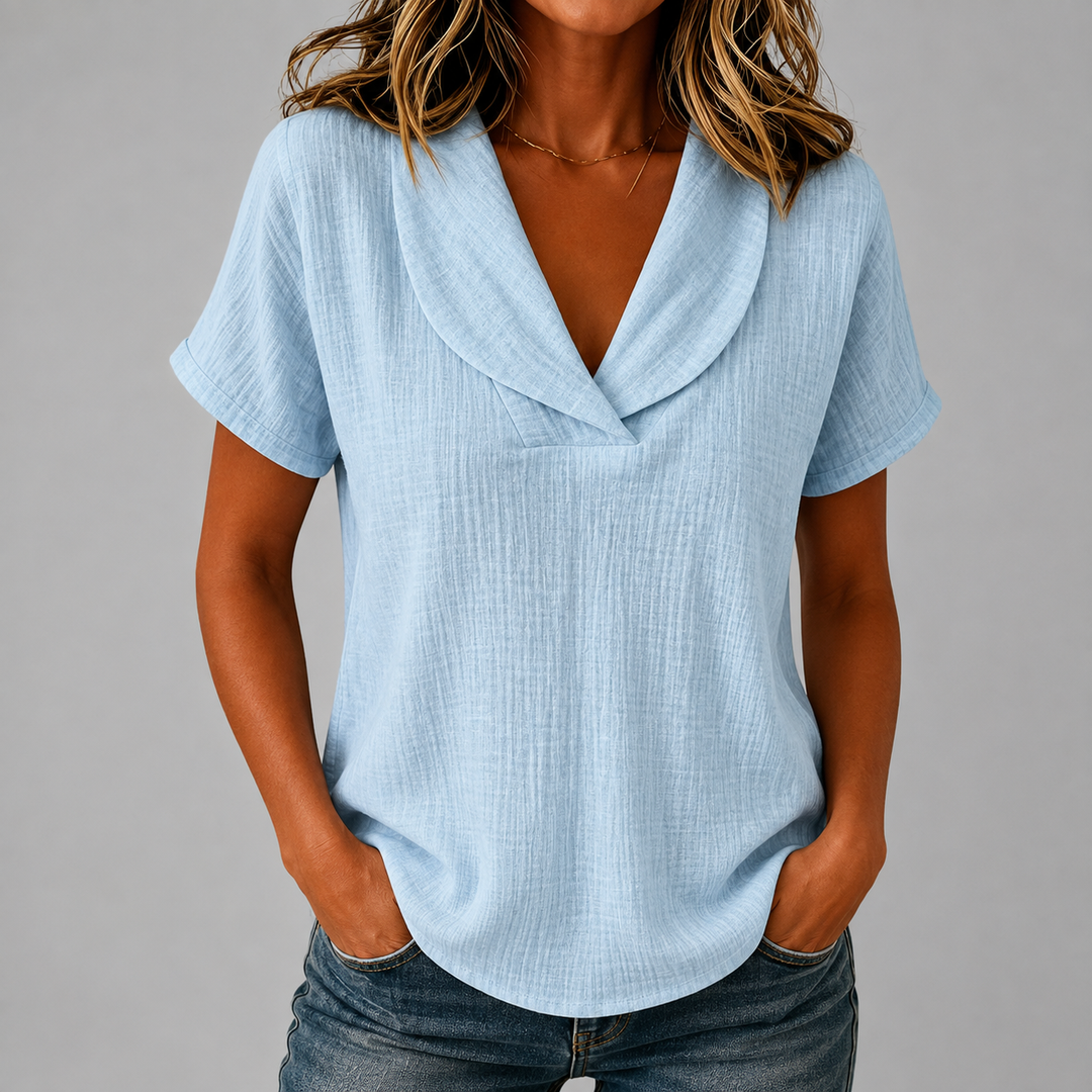 Corinne | Cotton Linen Blouse - Helen & Olivia Manhattan
