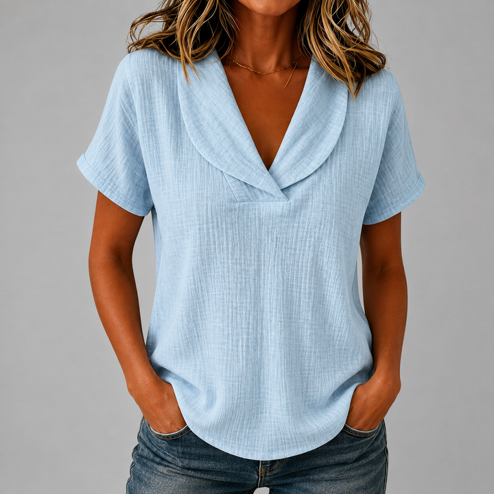 Corinne | Cotton Linen Blouse - Helen & Olivia Manhattan