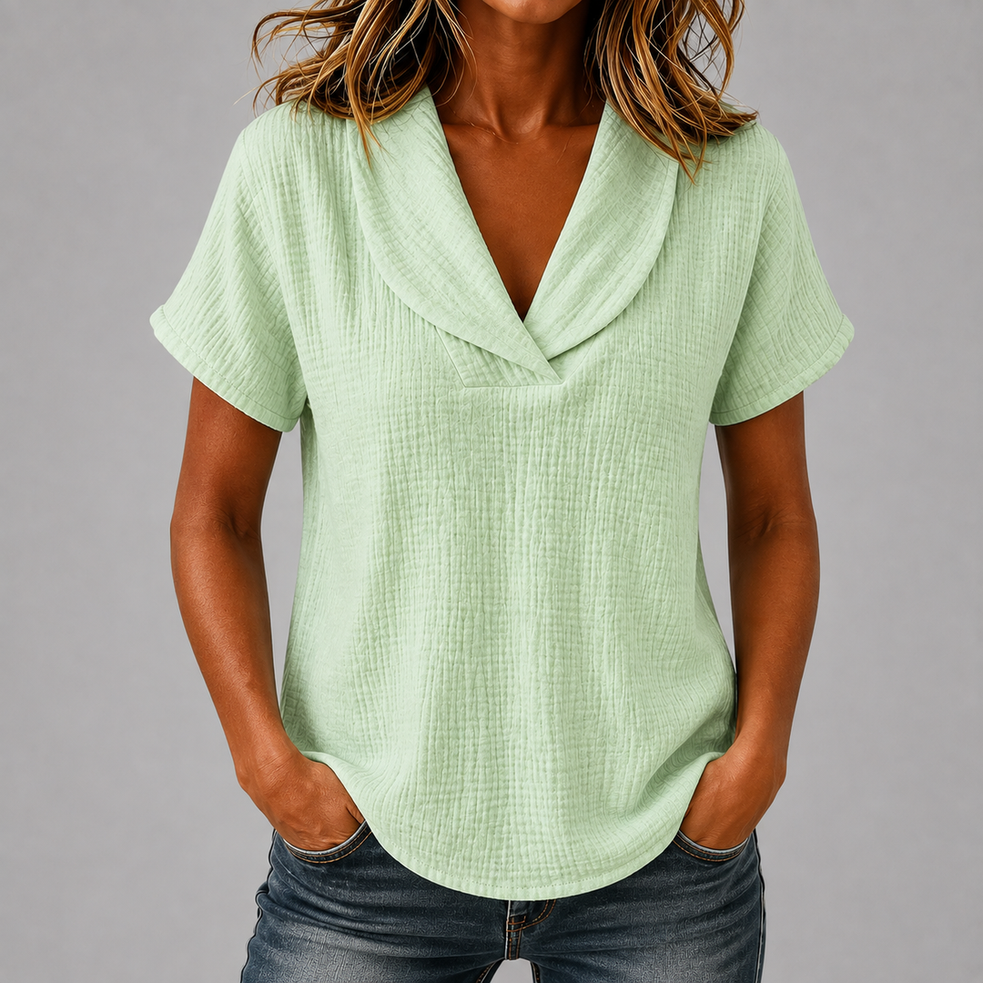 Corinne | Cotton Linen Blouse - Helen & Olivia Manhattan