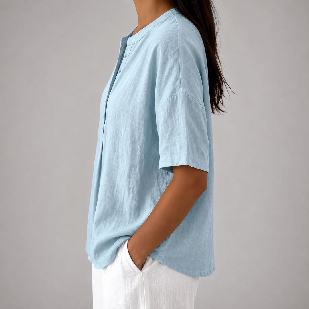 Sienna | Cotton Linen Blouse - Helen & Olivia Manhattan