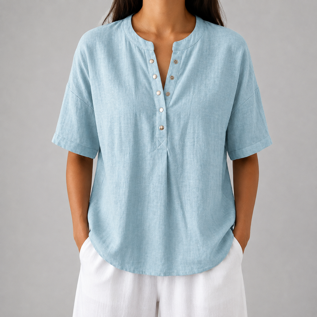 Sienna | Cotton Linen Blouse - Helen & Olivia Manhattan