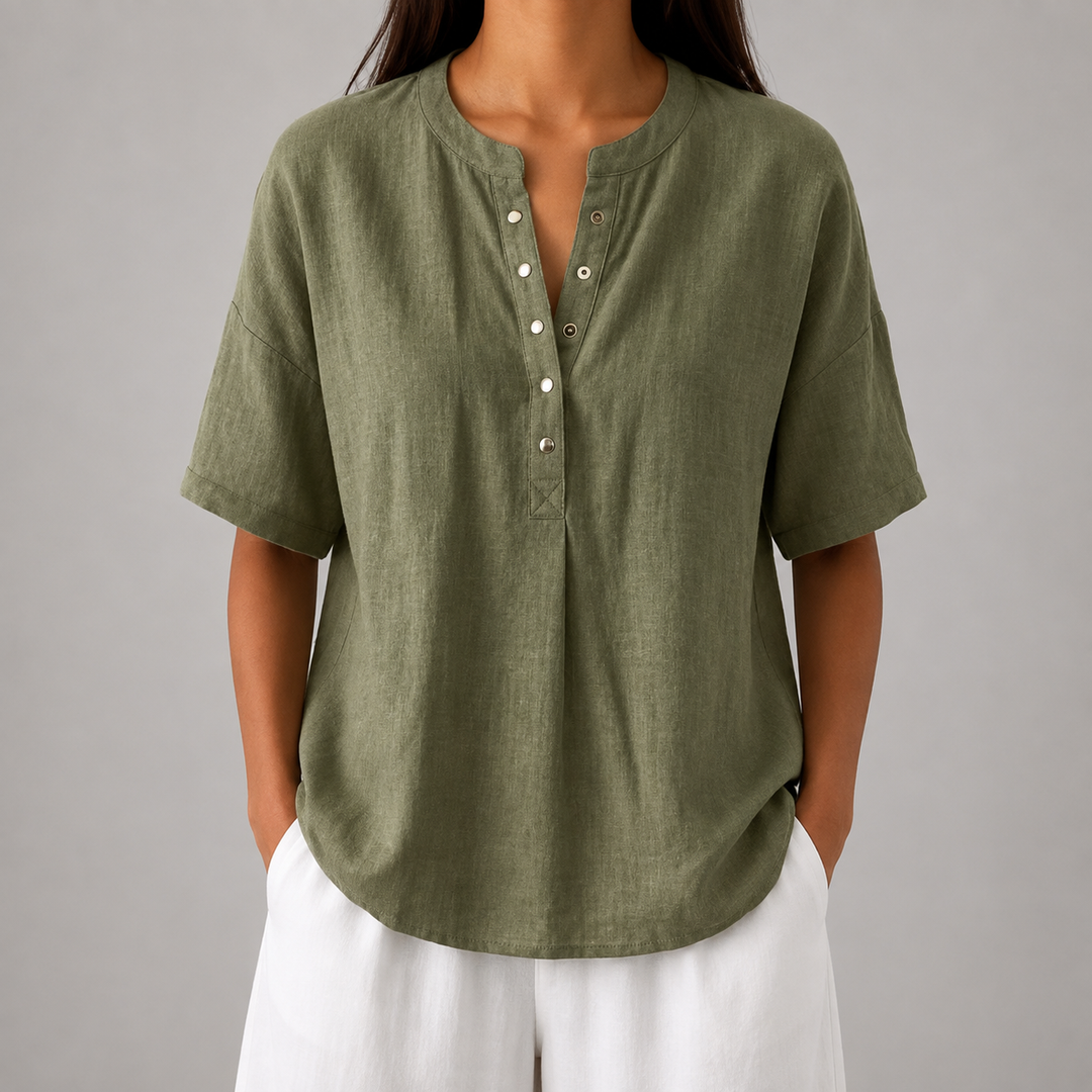 Sienna | Cotton Linen Blouse - Helen & Olivia Manhattan