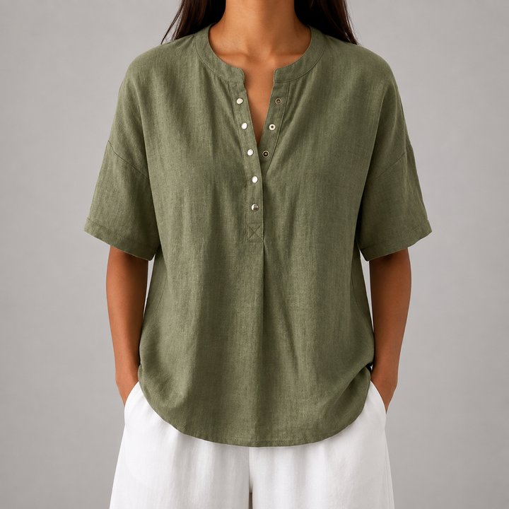 Sienna | Cotton Linen Blouse - Helen & Olivia Manhattan