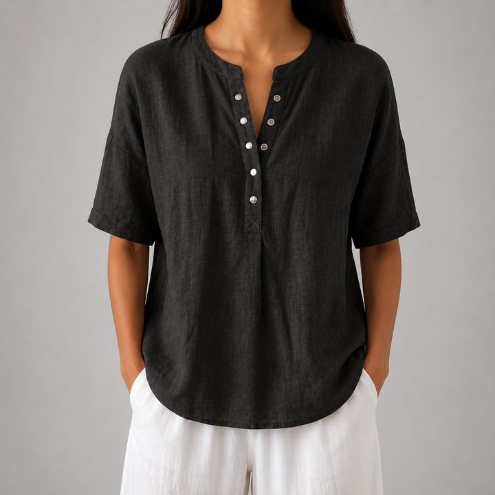 Sienna | Cotton Linen Blouse - Helen & Olivia Manhattan