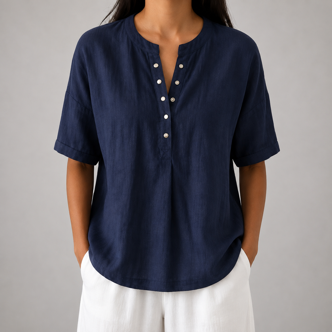 Sienna | Cotton Linen Blouse - Helen & Olivia Manhattan
