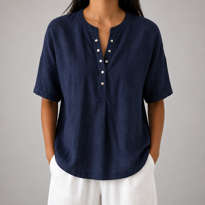 Sienna | Cotton Linen Blouse - Helen & Olivia Manhattan