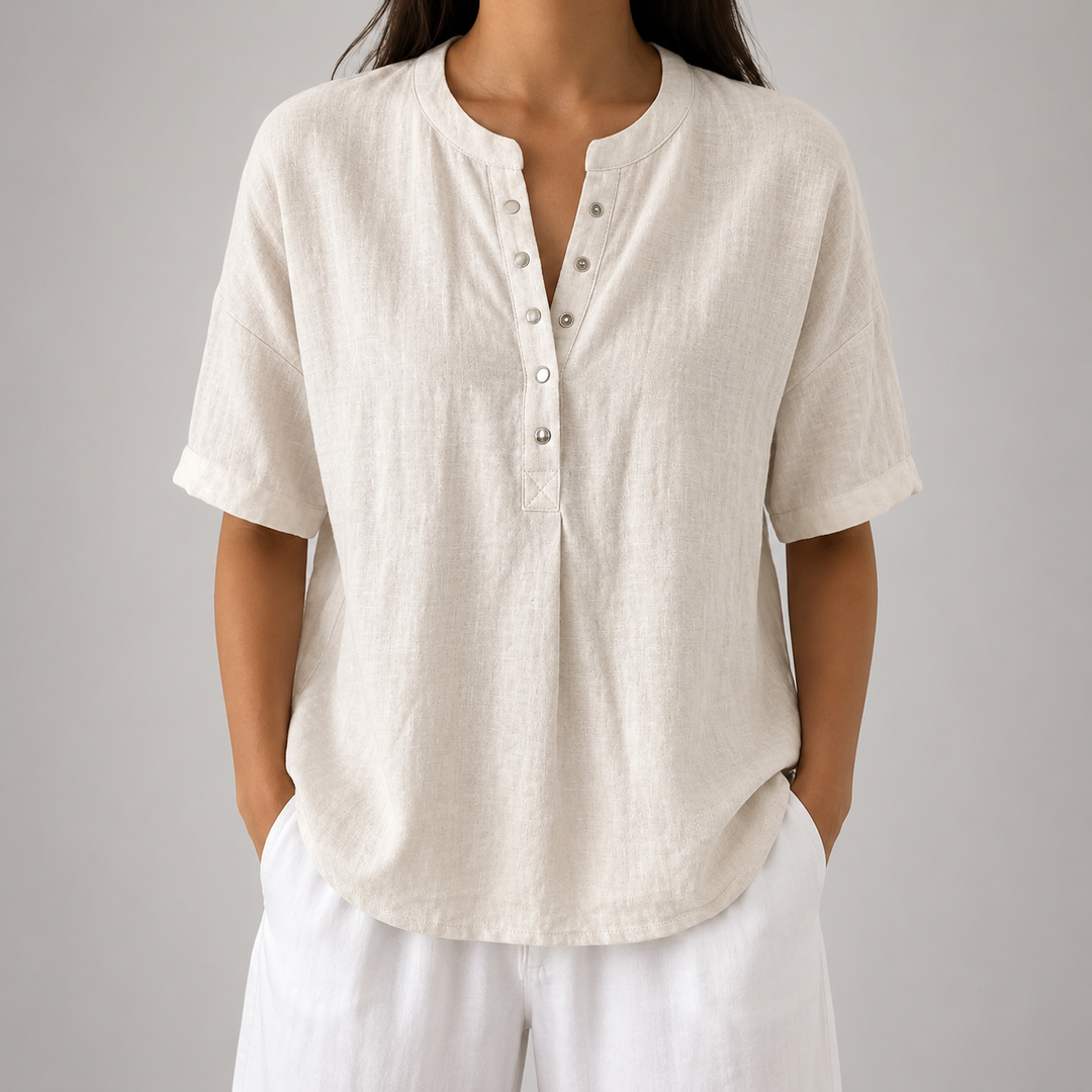 Sienna | Cotton Linen Blouse - Helen & Olivia Manhattan