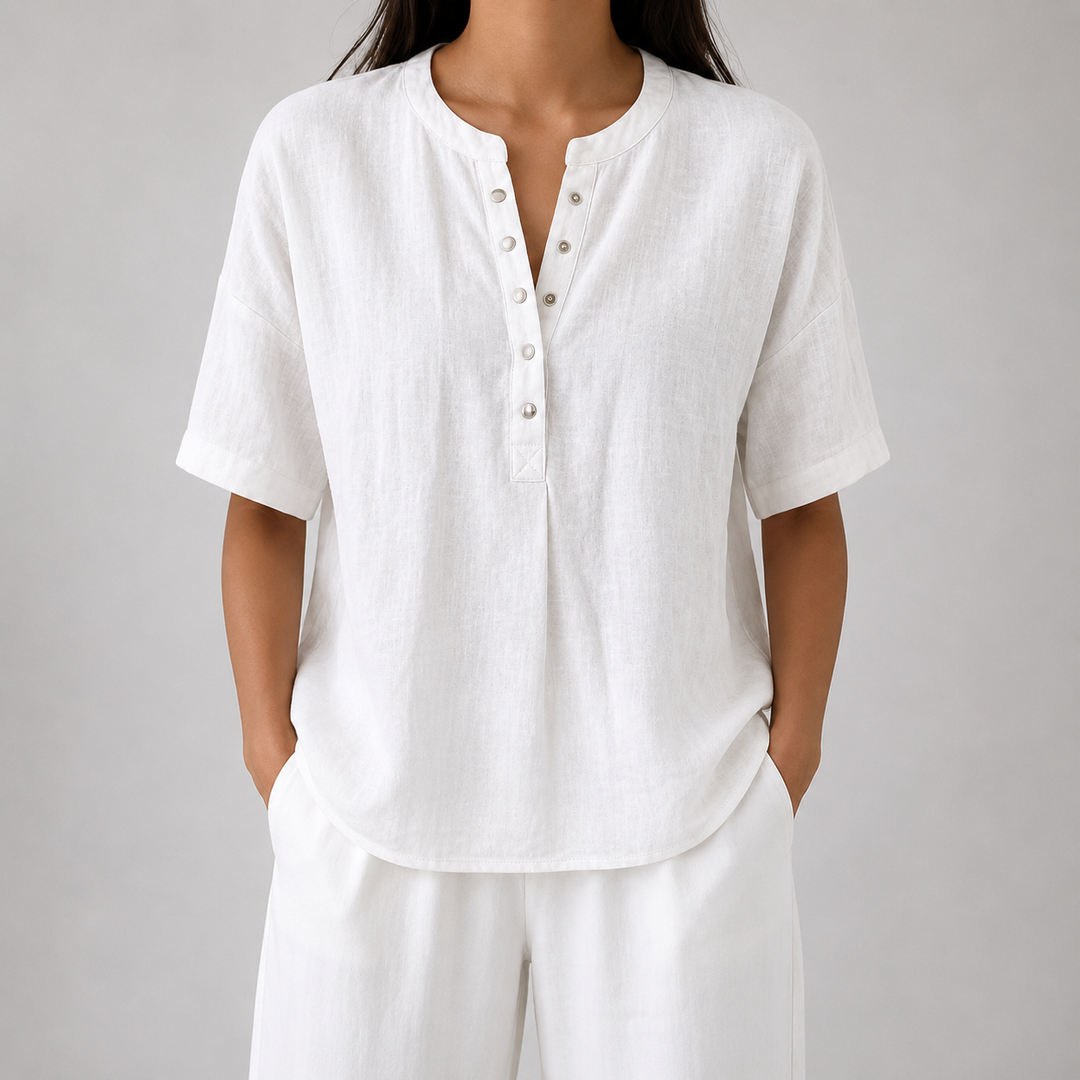 Sienna | Cotton Linen Blouse - Helen & Olivia Manhattan