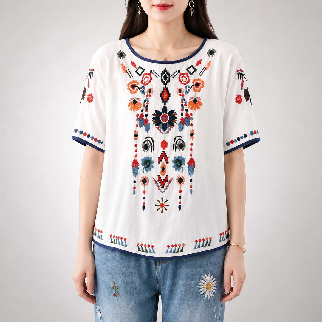 Melina | Cotton Linen Blouse - Helen & Olivia Manhattan