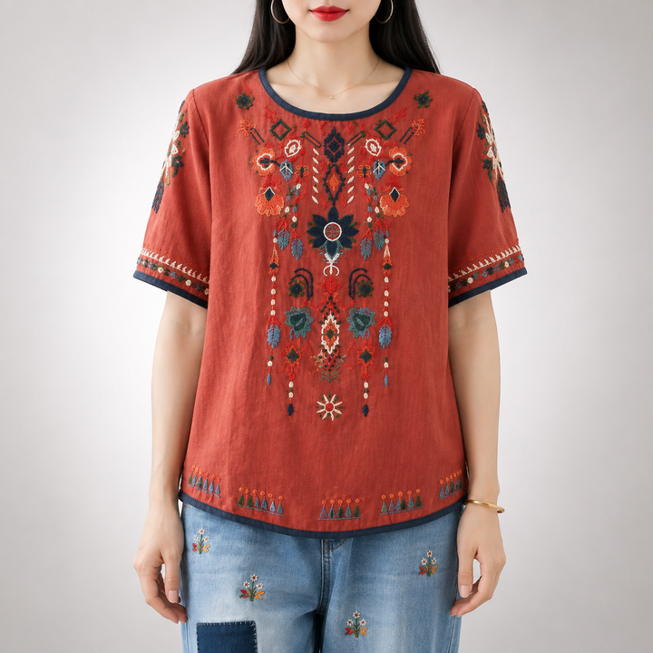 Melina | Cotton Linen Blouse - Helen & Olivia Manhattan
